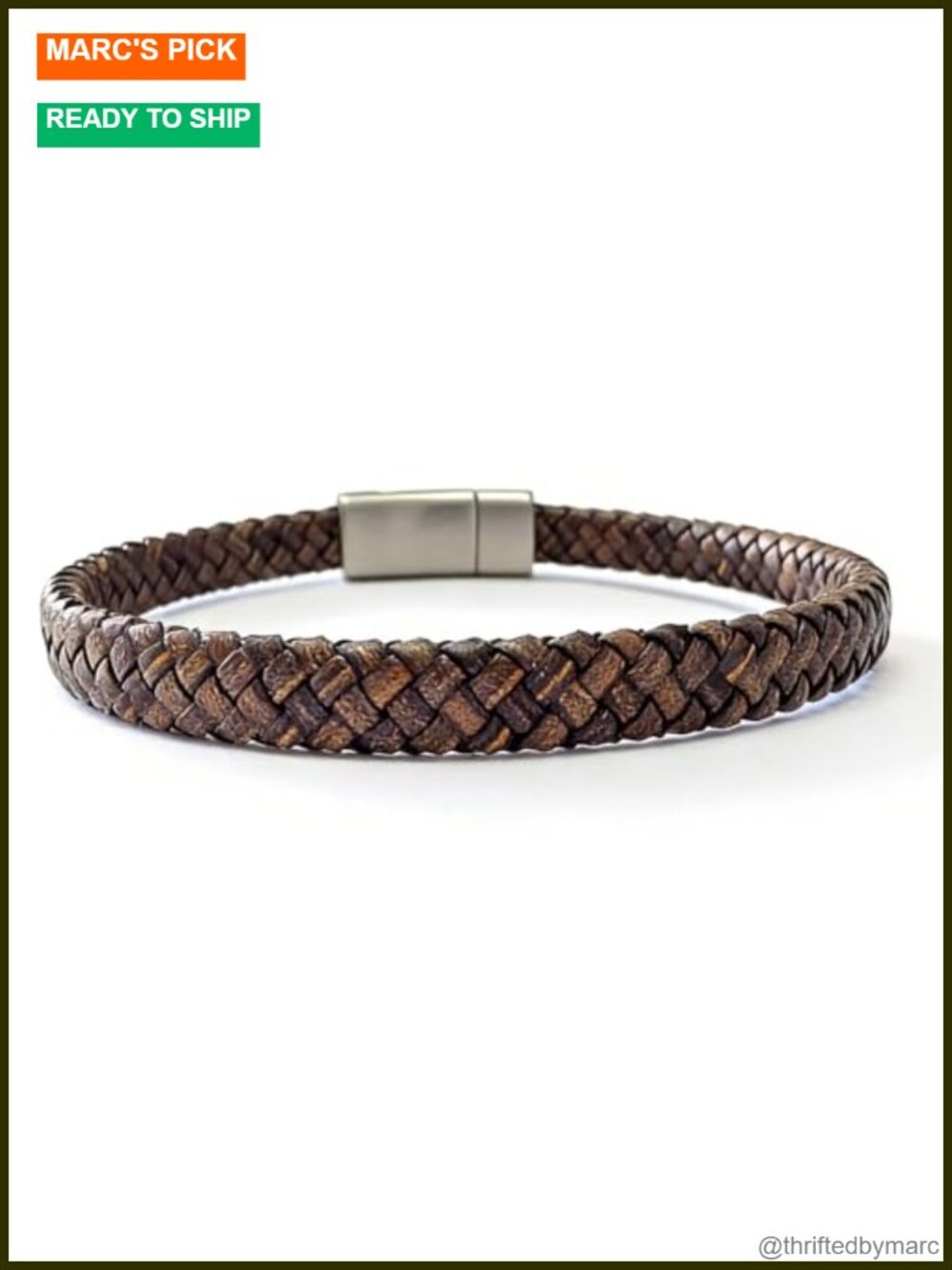 Men's Leather Bracelet Cuff Stainless Steel Clasp Gift